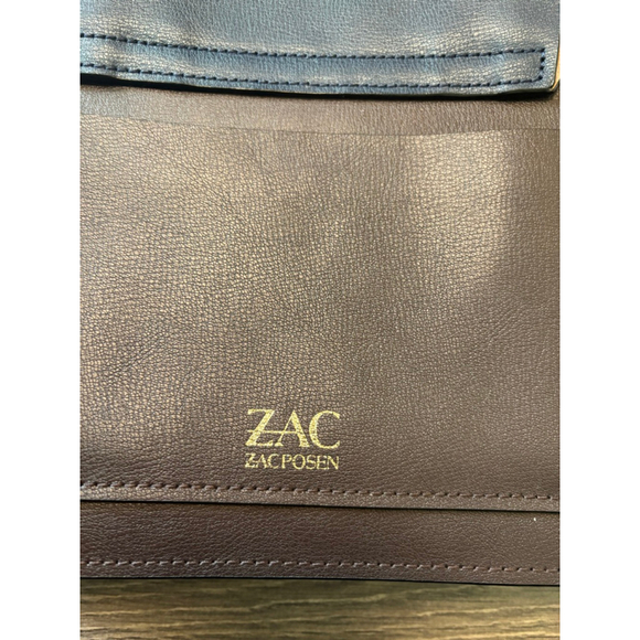 Zac Posen Katie Satchel Crossbody Leather Structured Top Handle Bag Purse Navy - Picture 8 of 16